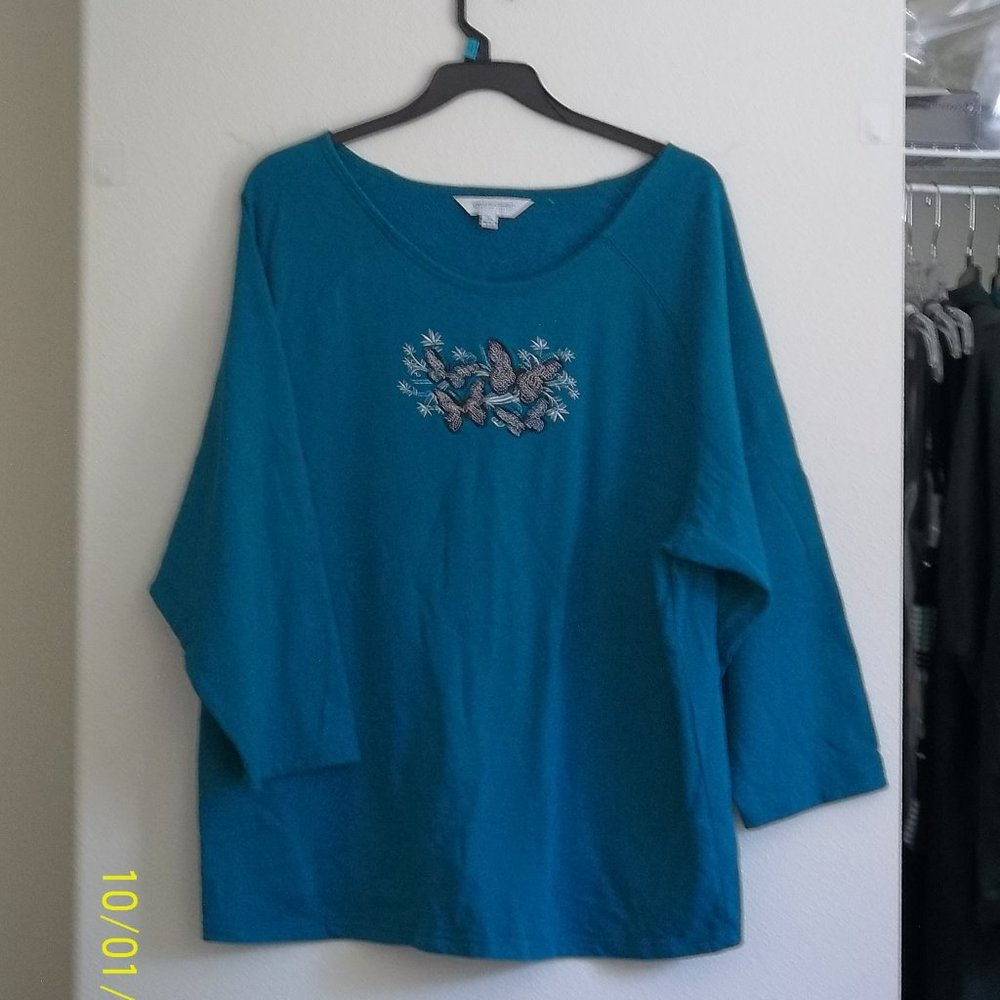 Great Northwest Woman's Size 3X GREEN Long Sleeve Sweatshirt Top